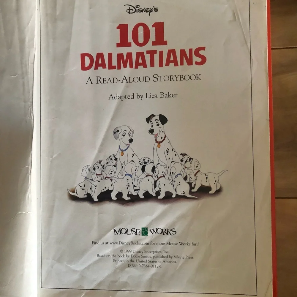 Walt Disney's 101 Dalmatians Hardcover “Read Aloud Storybook”-